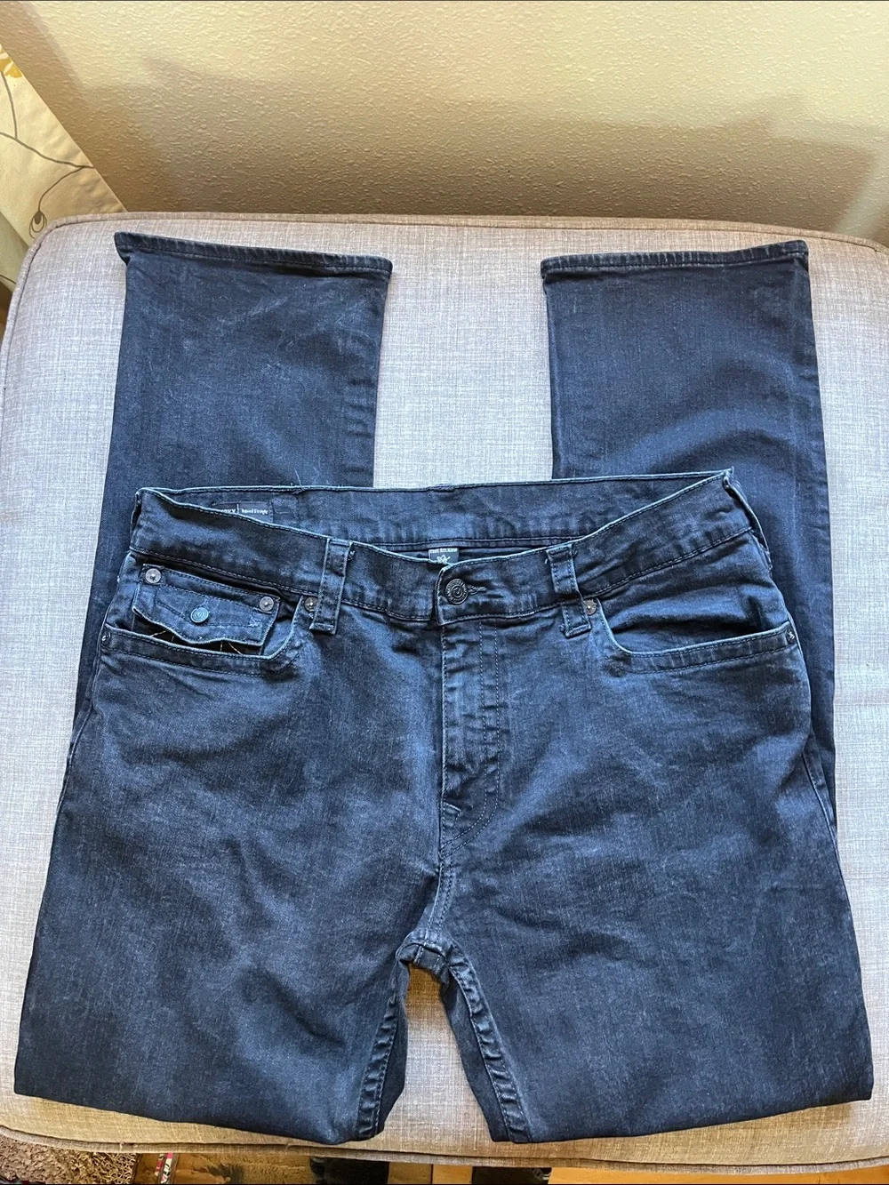 True Religion Ricky Relaxed Straight Black Jeans 40